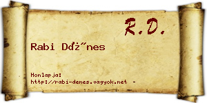 Rabi Dénes névjegykártya