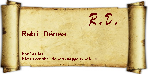 Rabi Dénes névjegykártya